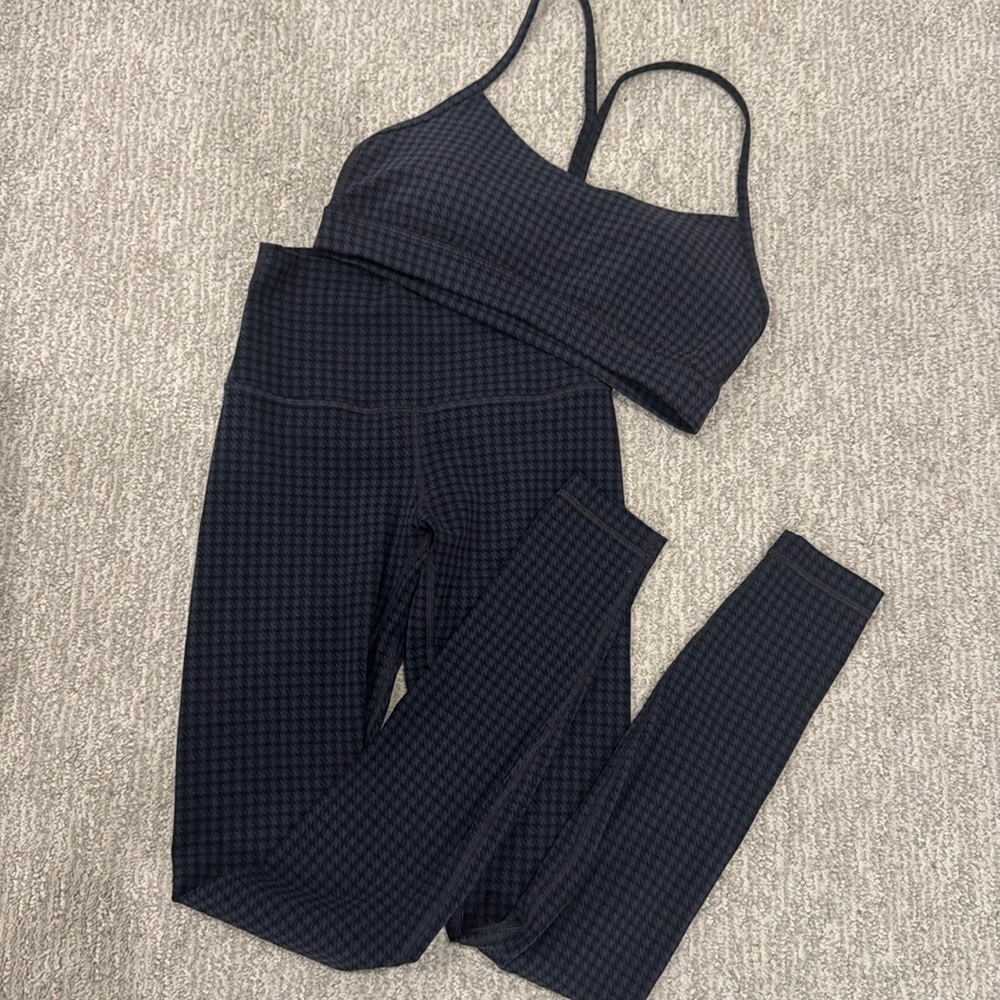 lululemon athletica Black Houndstooth Leggings & Sports Bra Set